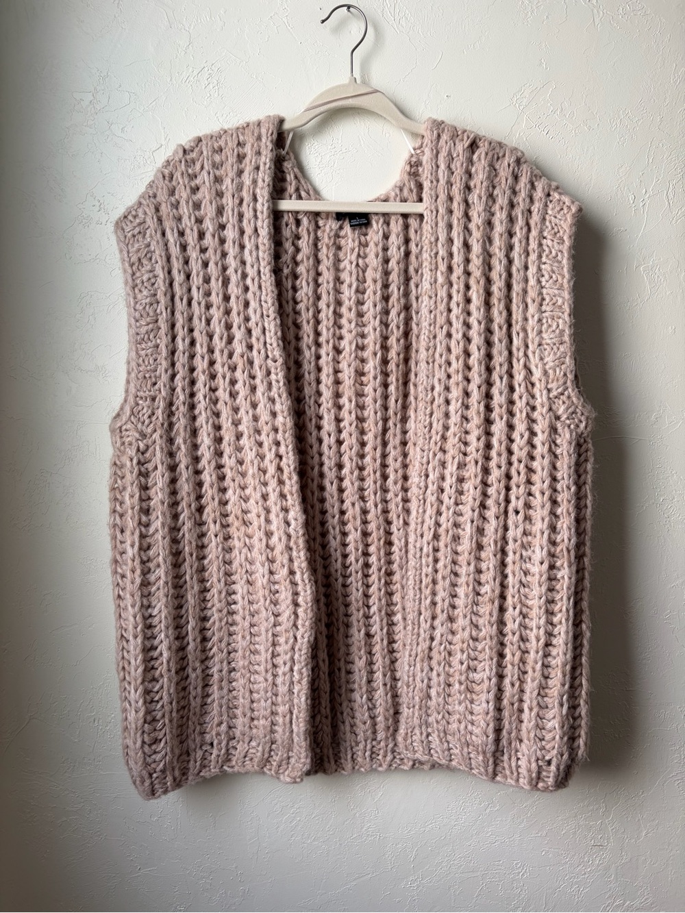 Sanctuary Chunky Sweater Vest Open Front Rosewood Marl Knit Large